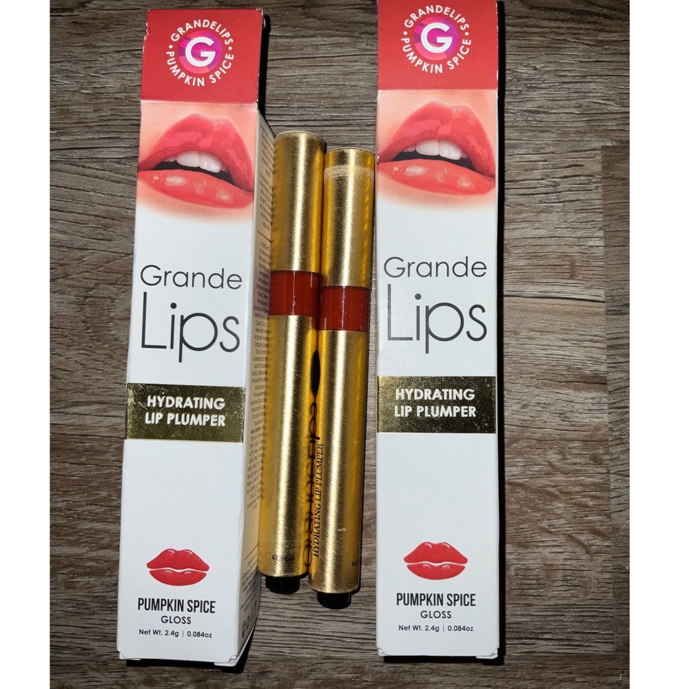 Grande Cosmetics Hydrating Lip Plumper Pumpkin Spice Gloss Set of 2 Volumizing